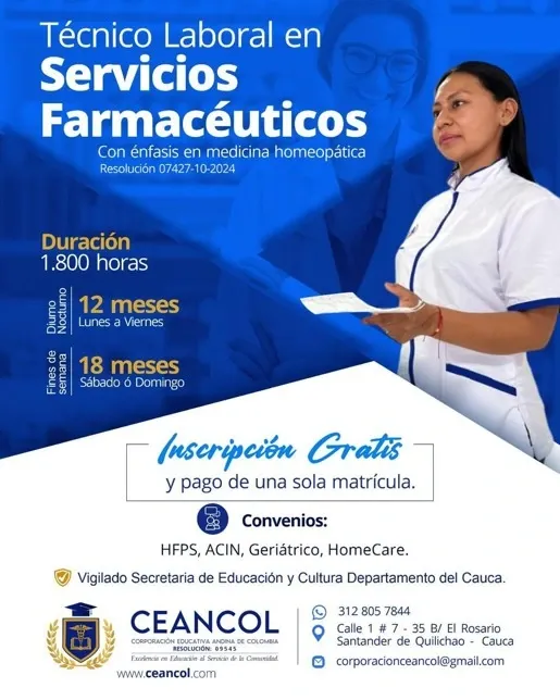Flayer Técnico Laboral en Auxiliar en Servicios Farmacéuticos