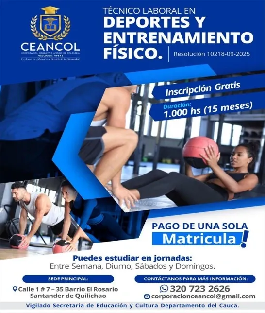 Flayer Técnico Laboral en Entrenamiento Deportivo