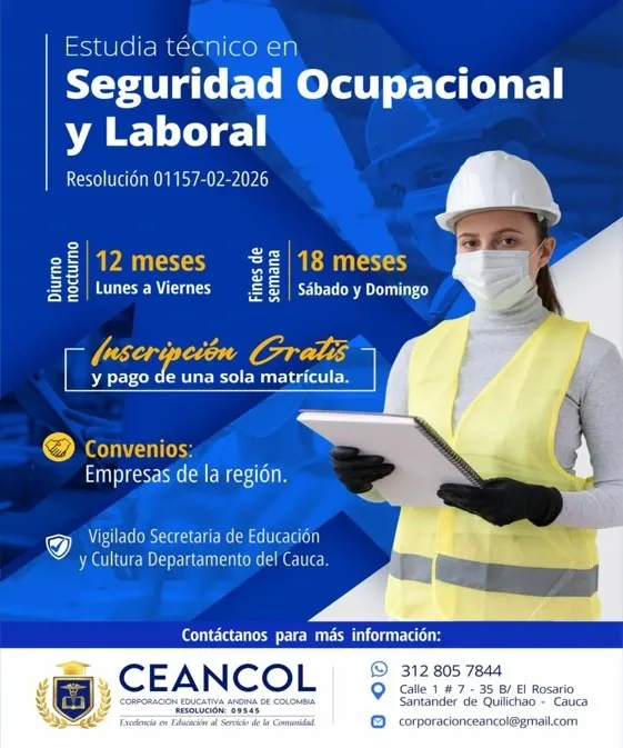Flayer Técnico en Seguridad Ocupacional y Laboral