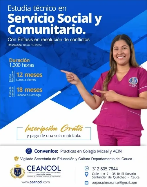 Flayer Técnico Laboral en Servicio Social y Comunitario